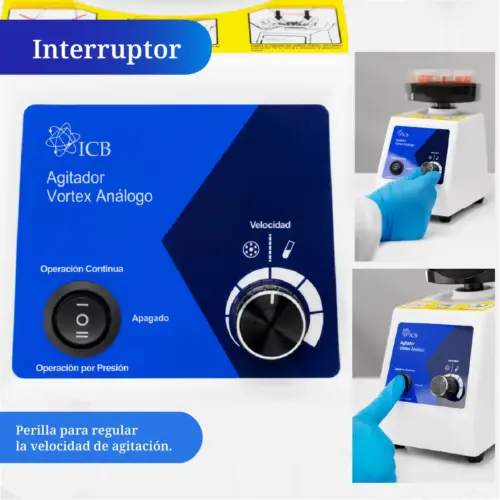 Controles del Agitador vortex Marca ICB