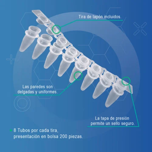Tira de 8 Tubos para PCR de 0.2 ml