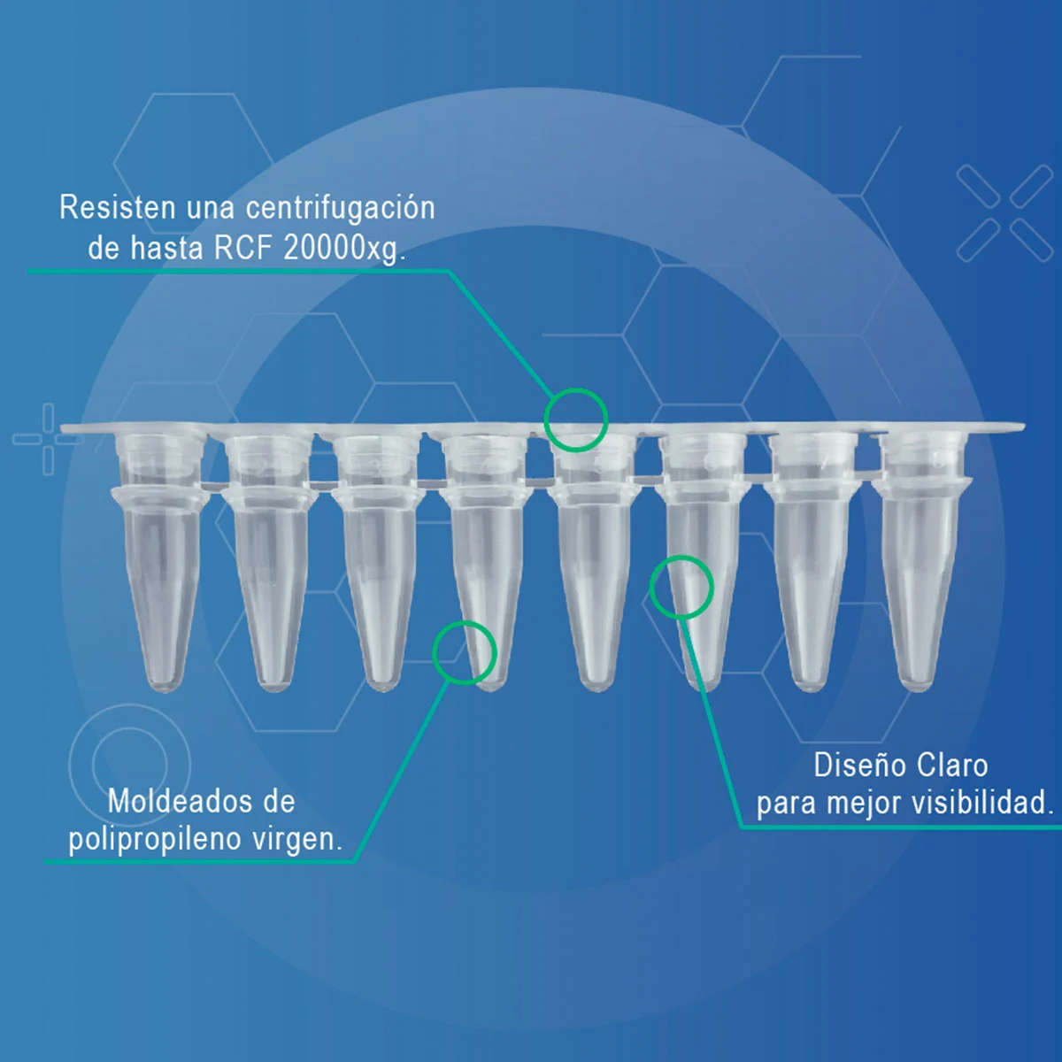 Tira de 8 Tubos para PCR de 0.2 ml