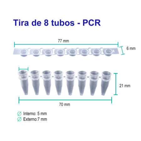 Tira de 8 Tubos para PCR de 0.2 ml