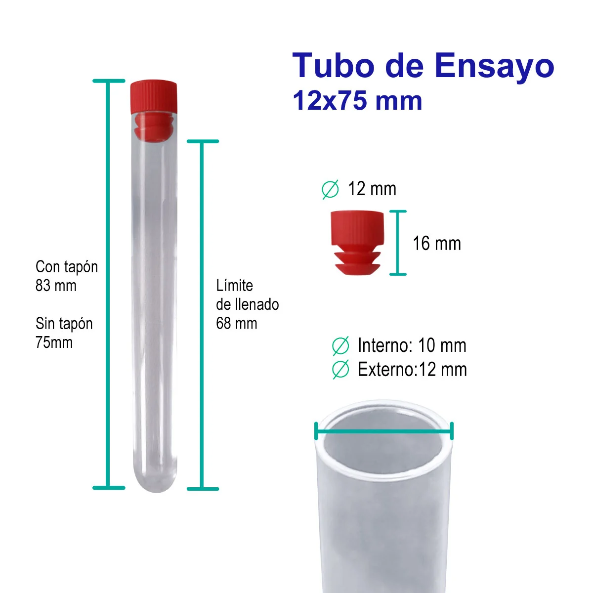 Tubos de ensaye 12 X 75mm