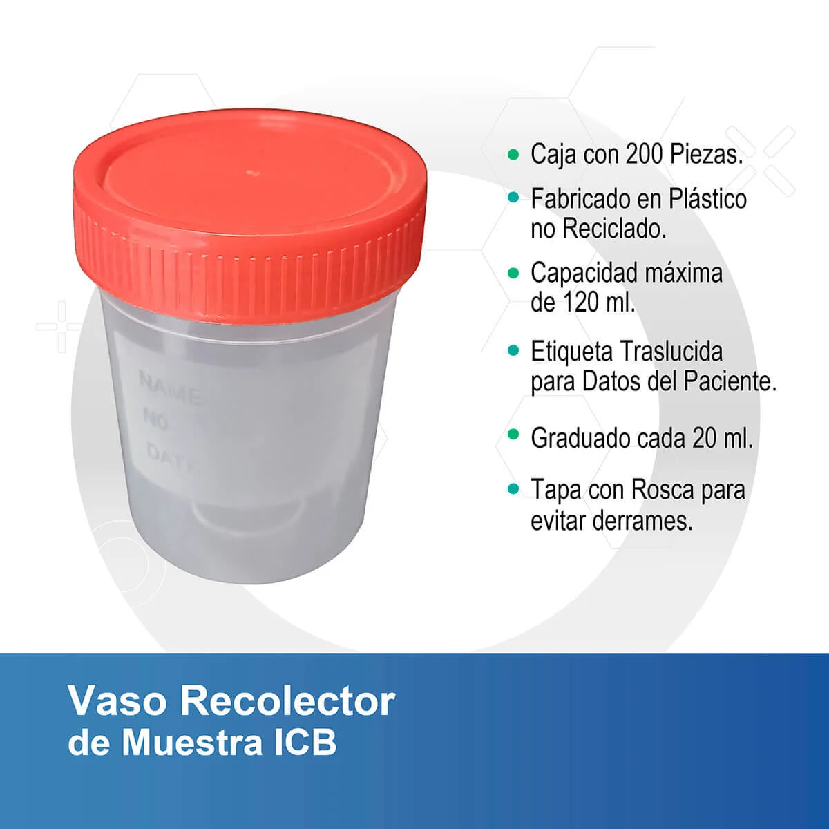 Vaso recolector de muestras