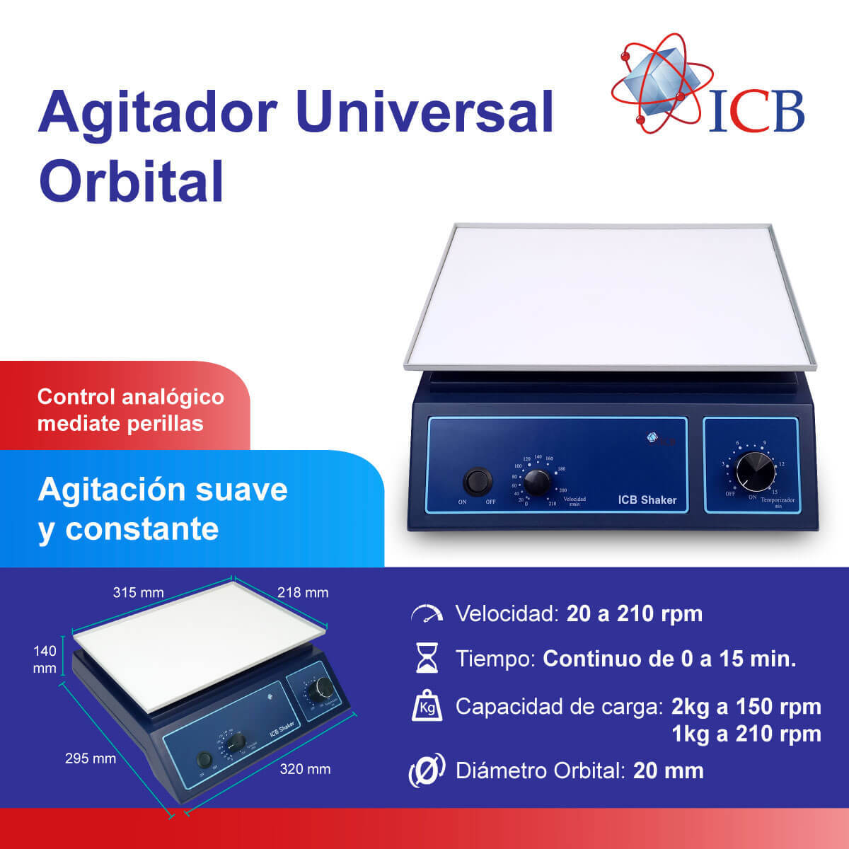 Agitador Universal Orbital Marca ICB
