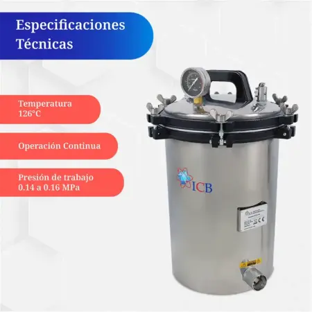 Especificaciones técnicas autoclave de laboratorio 24 litros – equipo de esterilización profesional