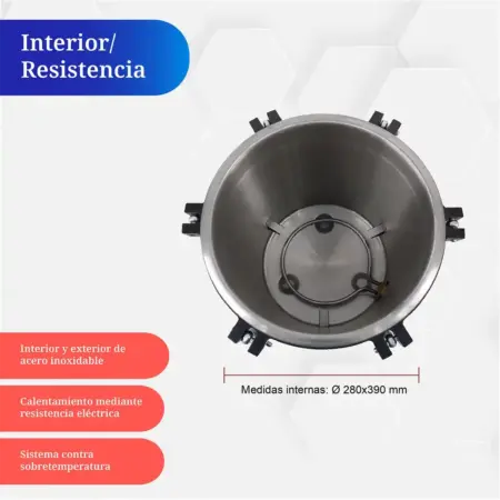 Interior de autoclave de laboratorio 24 litros en acero inoxidable – cámara de esterilización