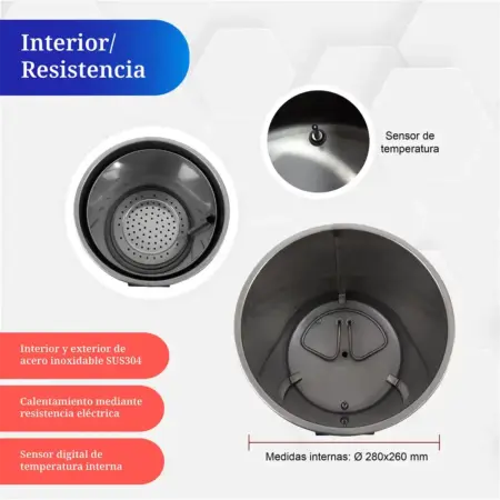 Autoclave digital de laboratorio 18 litros ICB con especificaciones técnicas de temperatura y presión