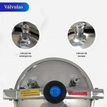 Válvulas de seguridad y escape de autoclave digital 18 litros ICB para esterilización segura en laboratorio
