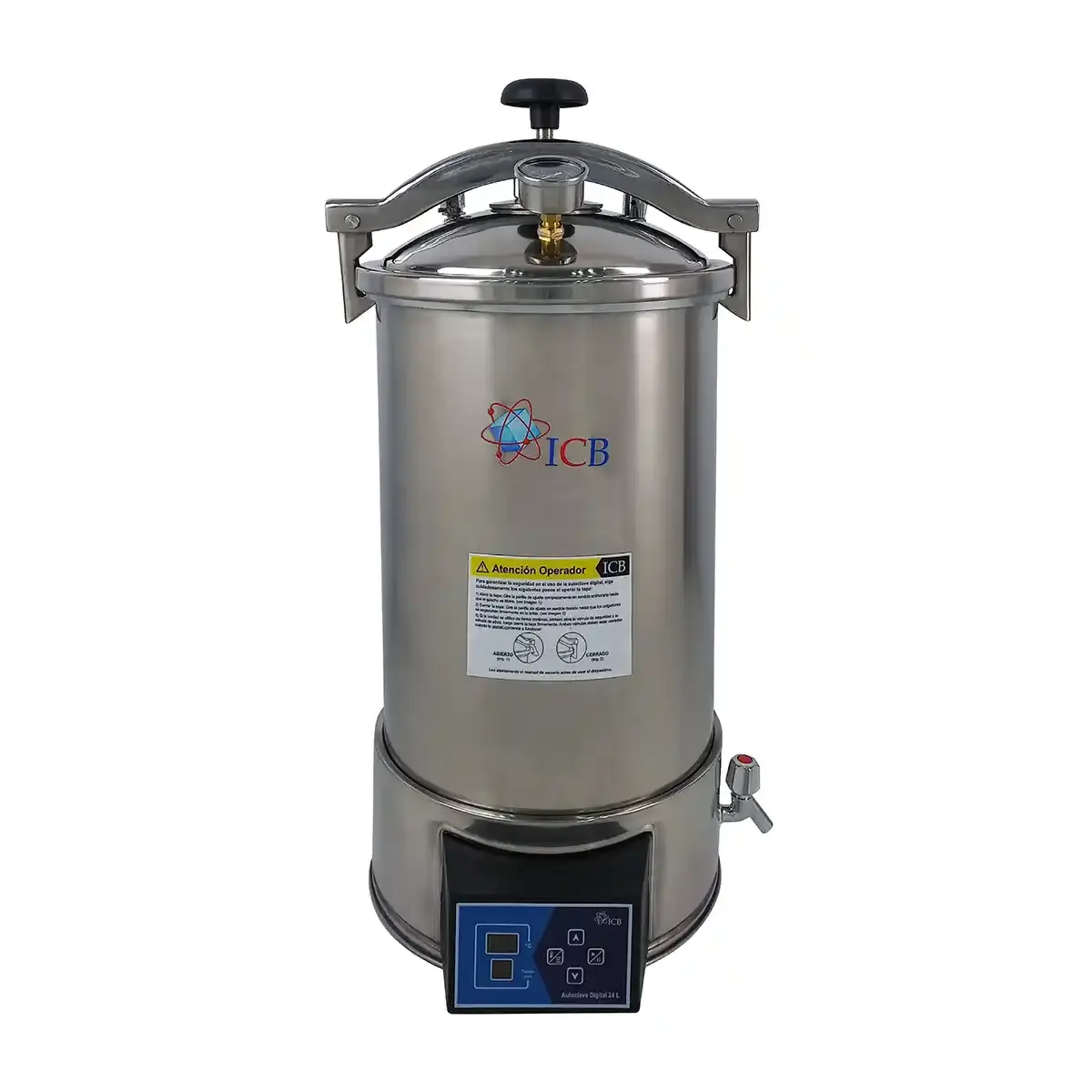Autoclave de Laboratorio Digital ICB de 24 litros con control preciso de esterilización para clínicas, hospitales y universidades.