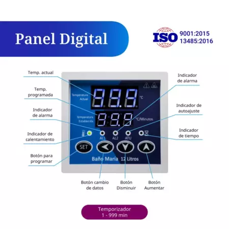 Panel de Baño Maria de 12L, Marca ICB