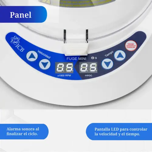 panel de control de la mini centrifuga marca ICB