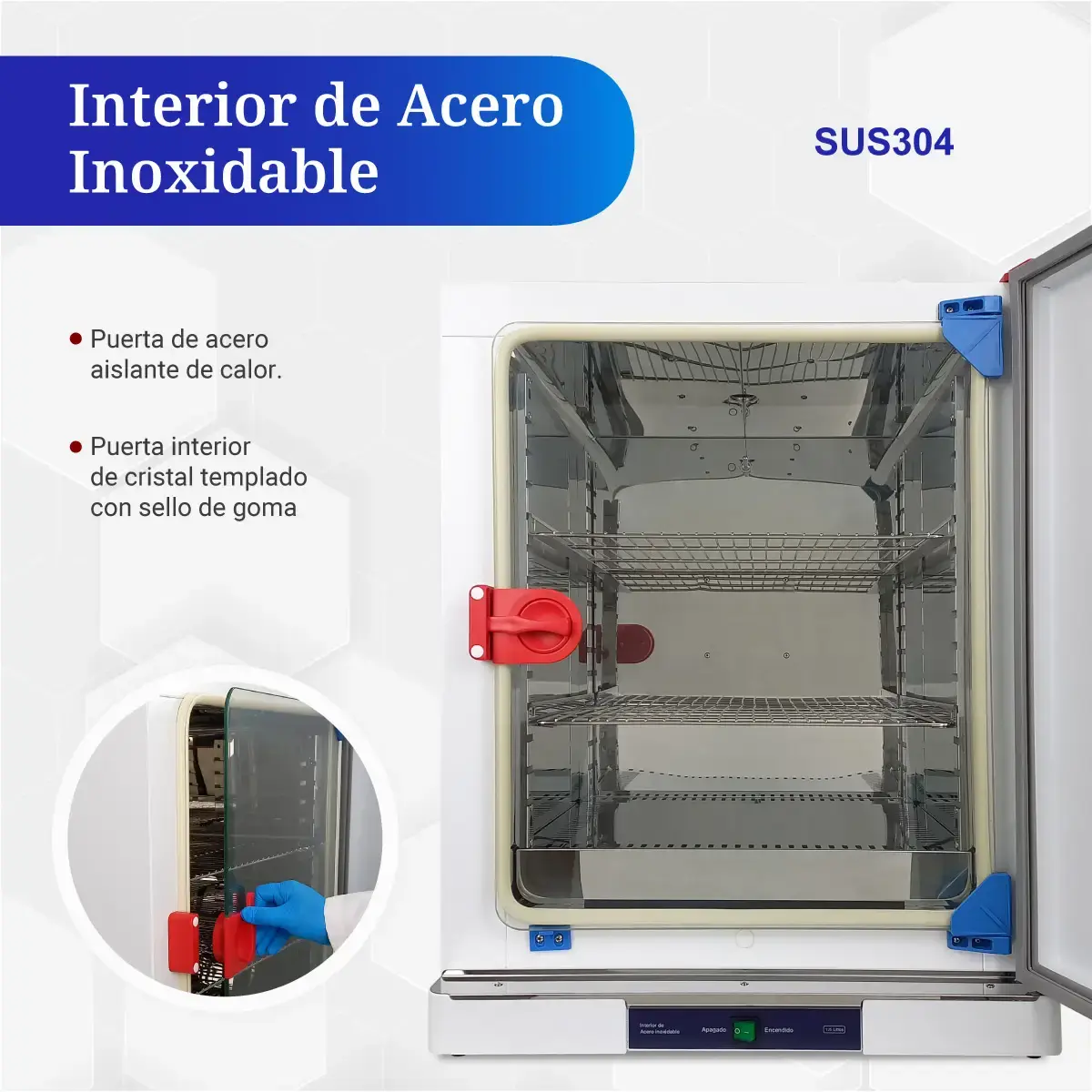 Interior de acero inoxidable SUS304 de la incubadora de laboratorio 125 litros ICB