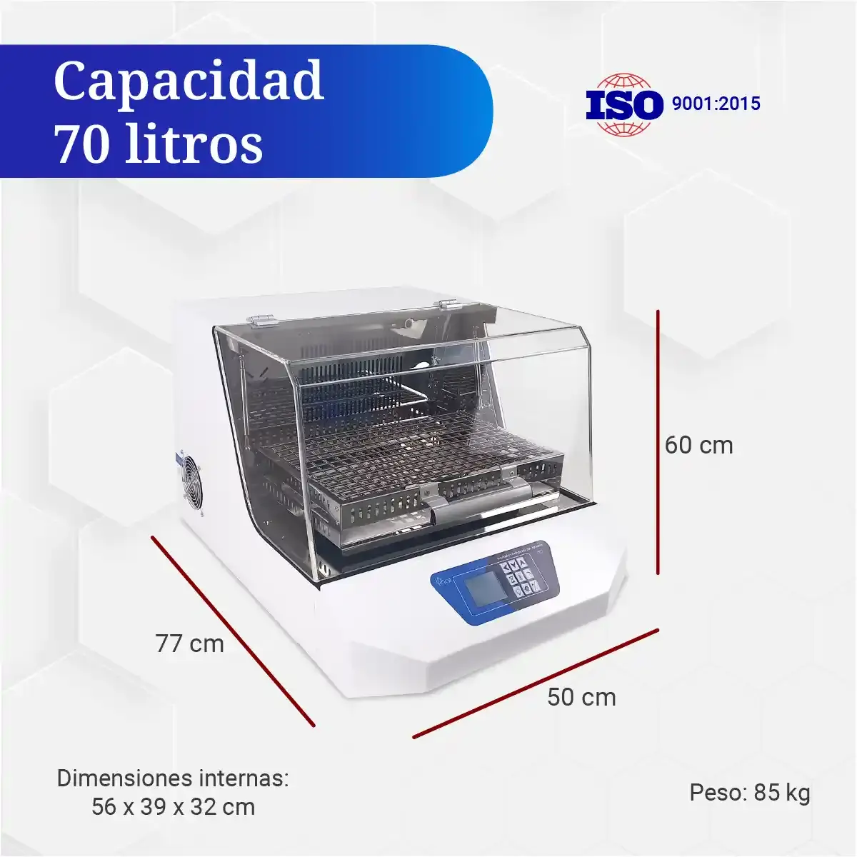 Capacidad de la incubadora refrigerada con agitación marca ICB