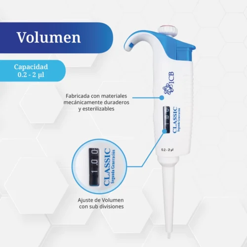 Micropipeta 0.2ul - 2ul volumen variable