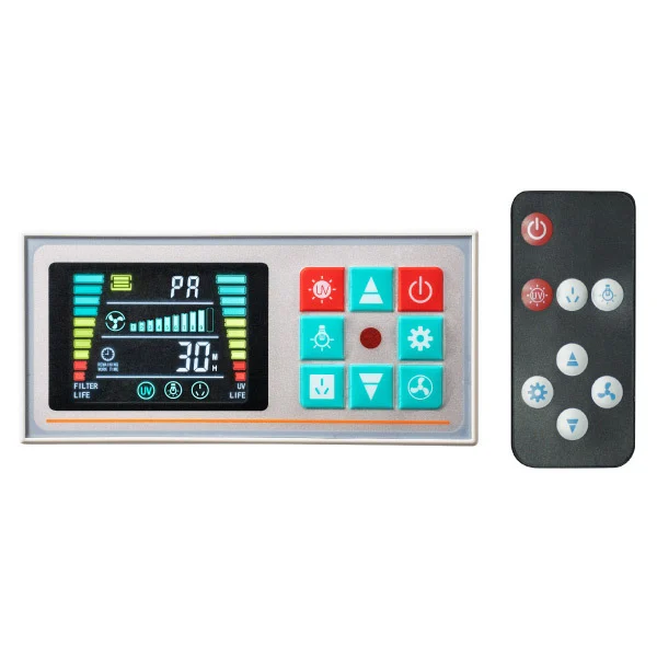 panel de control de la campana de flujo laminar